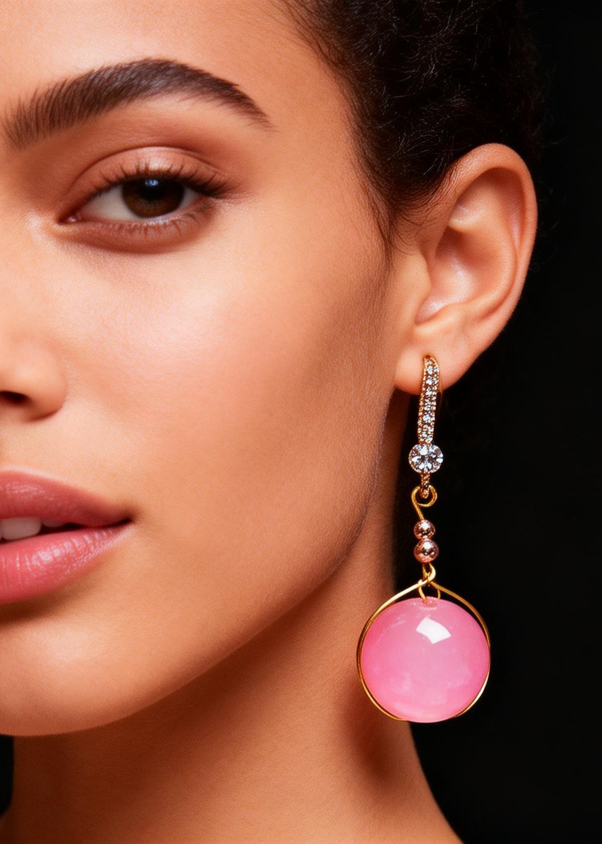 Pink Crystal Zircon Drop Earrings