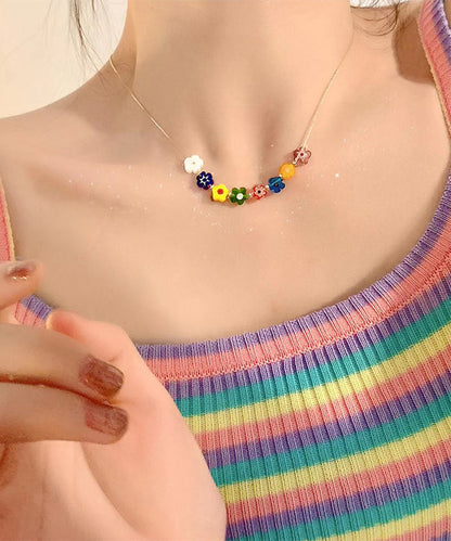 Rainbow Overgild Coloured Glaze Beading Necklace