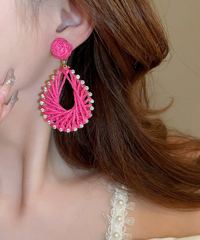 Rose Alloy Zircon Caoteng Drop Earrings
