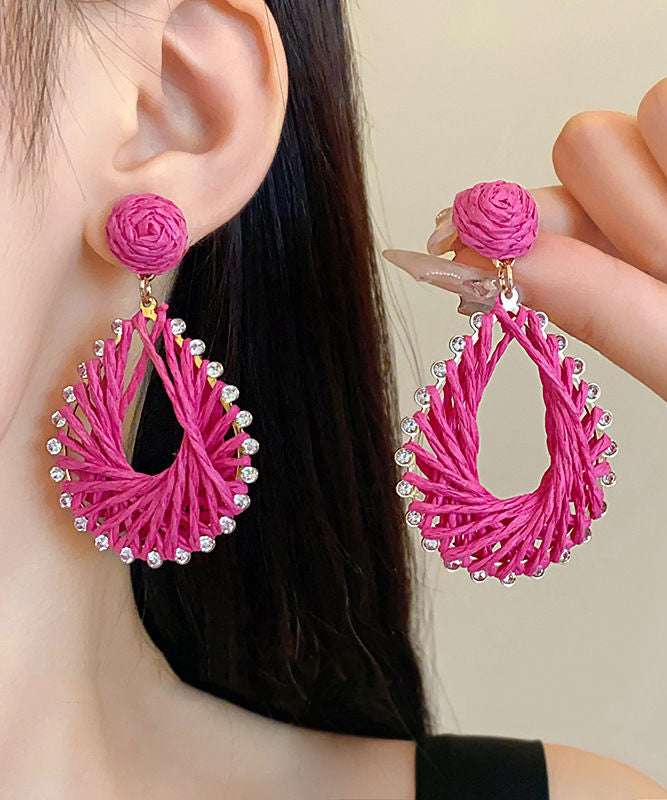 Rose Alloy Zircon Caoteng Drop Earrings