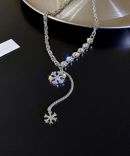 Pendant Alloy Necklace Snowflake Silk Zircon