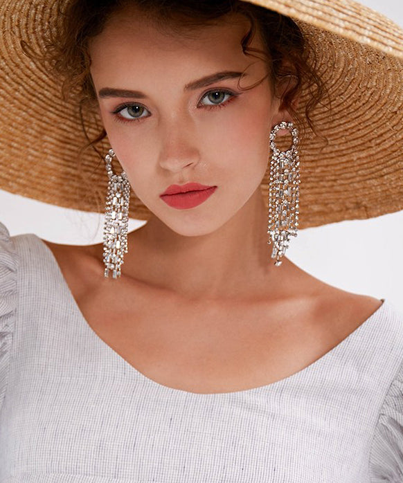 Sparkle Tasseled Cascade Zircon Drop Earrings