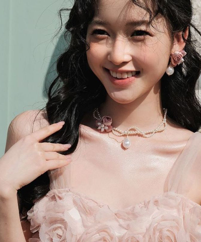 White Alloy Pearl Beading Gratuated Bead Necklace