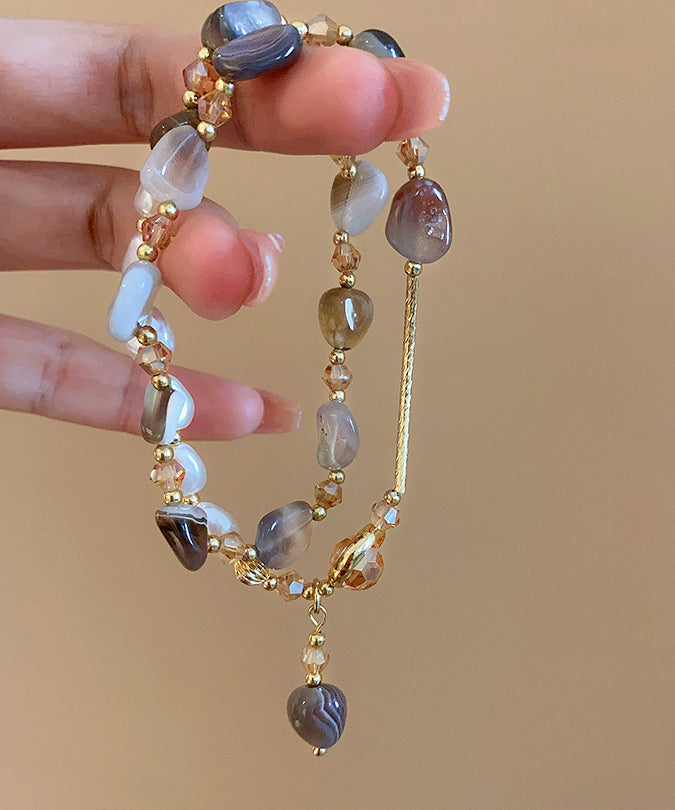Multi Copper Overgild Pearl Crystal Charm Bracelet
