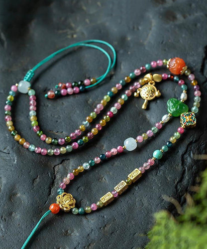 Rainbow Beading Sweater Tassel Graduated Bead Necklace
