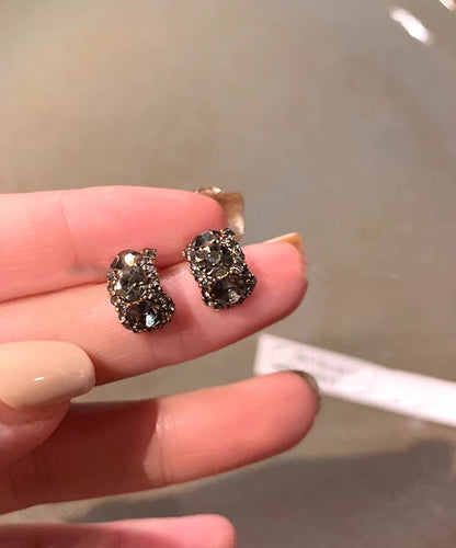 Black Sterling Silver Zircon Stud Earrings