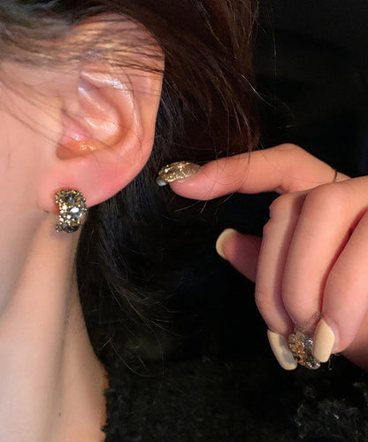 Black Sterling Silver Zircon Stud Earrings