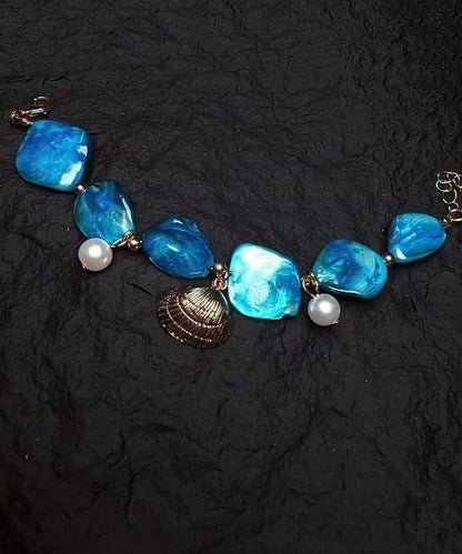 Blue Alloy Asymmetrical Shell Holiday Charm Bracelet