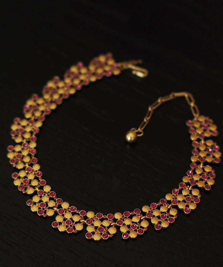 Colorblock Copper Overgild Gem Stone Gratuated Bead Necklace