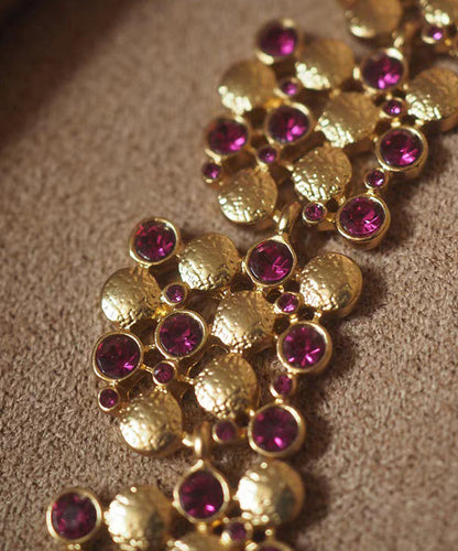 Colorblock Copper Overgild Gem Stone Gratuated Bead Necklace