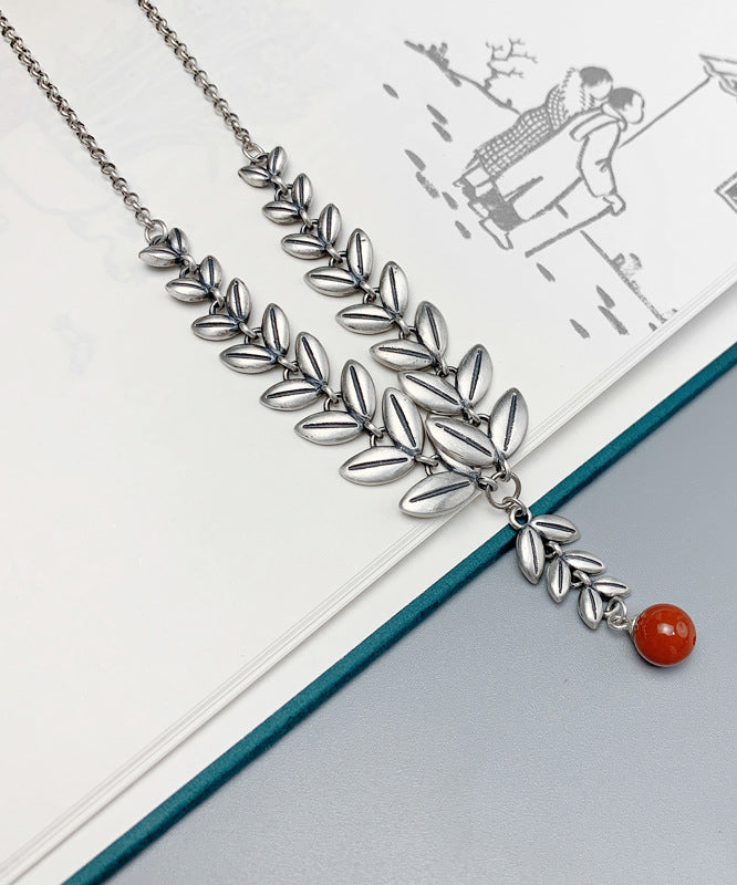 Ear of Wheat Patchwork Silver Pendant Necklace