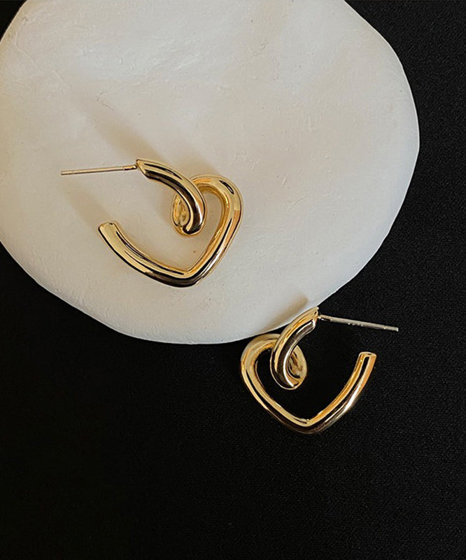 Alloy Gold Hoop Love Earrings