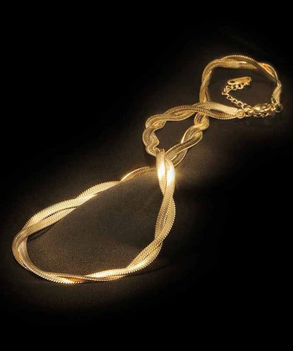 Gold Stainless Steel Alloy Double Layer Necklace