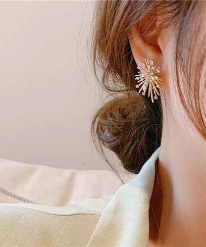 Gold Sterling Silver Overgild Zircon Fireworks Stud Earrings