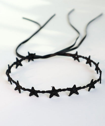 Boutique Black Lace Star Bow Tie Lace Pendant Necklace Yu006