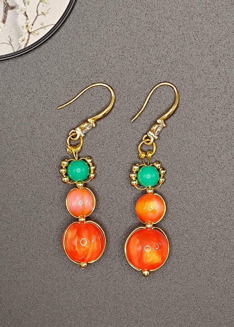 Boutique Orange Crystal Fine Turquoise Drop Earrings