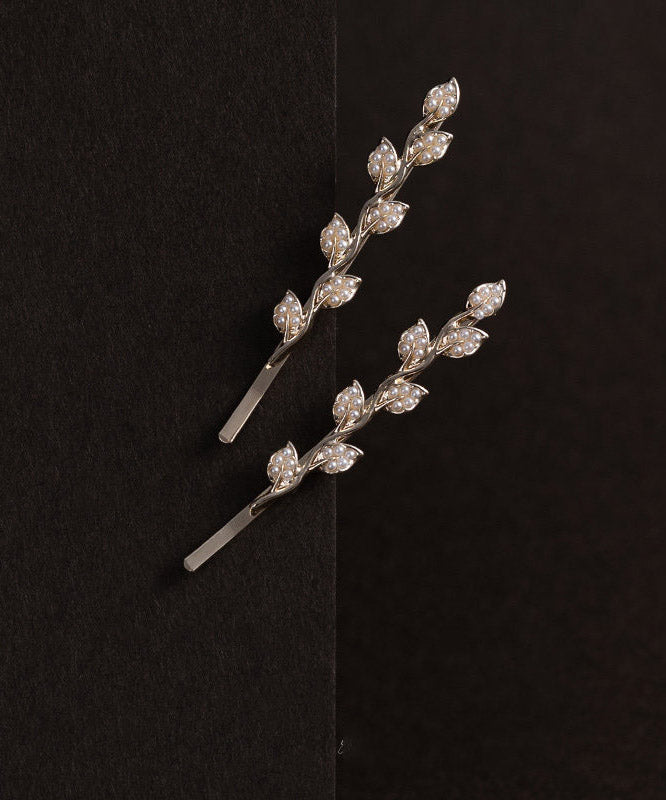 Brief Champagne Alloy Pearl a Pair Hairpin