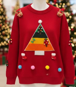 Women's Christmas Sweater with 3D Elements and Festive Appliqués