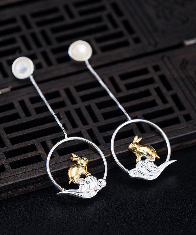 Yellow Sterling Silver Xiangyun Rabbit Drop Earrings
