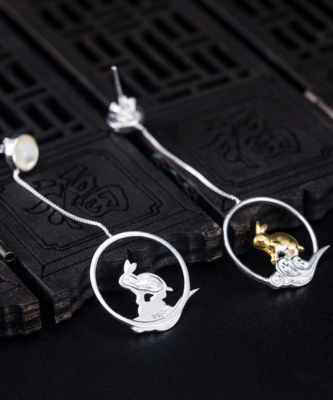 Yellow Sterling Silver Xiangyun Rabbit Drop Earrings