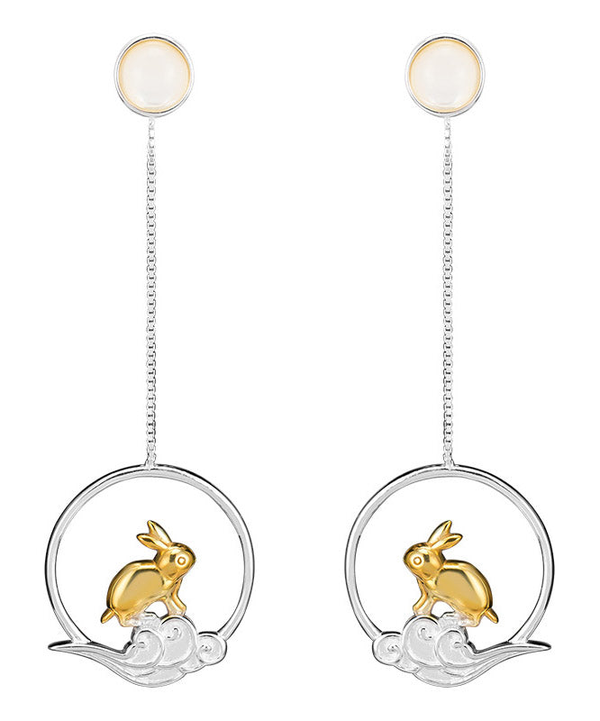 Yellow Sterling Silver Xiangyun Rabbit Drop Earrings