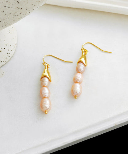 Beige Copper Pearl Drop Earrings