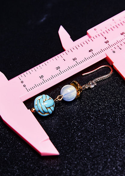 Blue Sphericity Metal National Style Drop Earrings