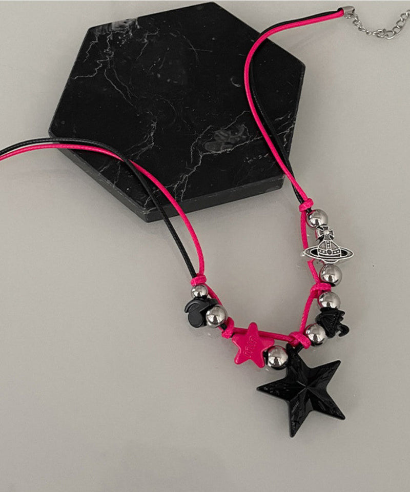 Colorblock Stainless Steel Alloy Star Pendant Necklace Zz051