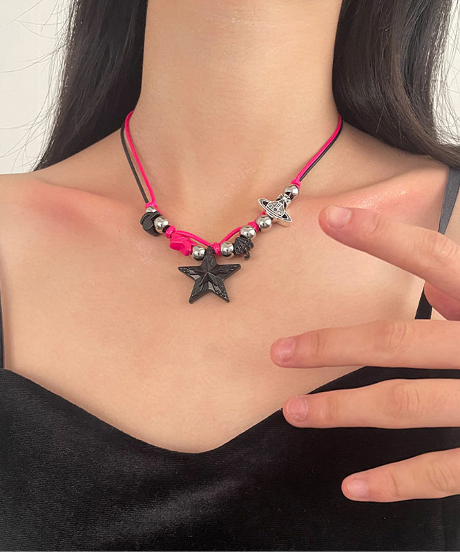 Colorblock Stainless Steel Alloy Star Pendant Necklace Zz051