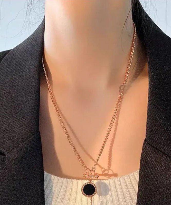 Gold Copper Graphic Chain Linked Tassel Lariat Necklace Wq019
