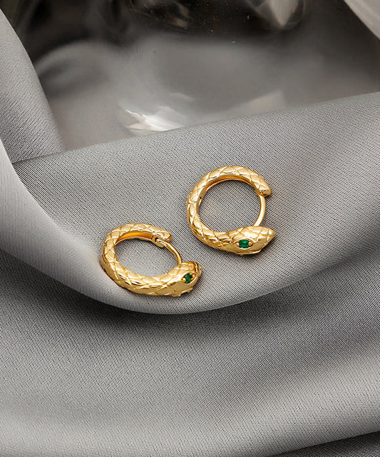 Gold Serpentine Metal Copper Hoop Earrings