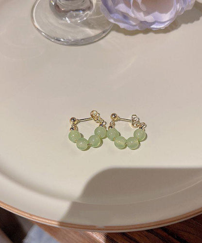 Green Overgile Crystal Hoop Earrings