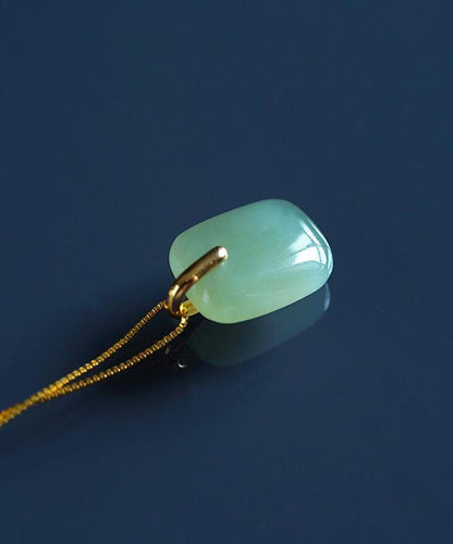 Green Sterling Silver Inlaid Jade Pendant Necklace