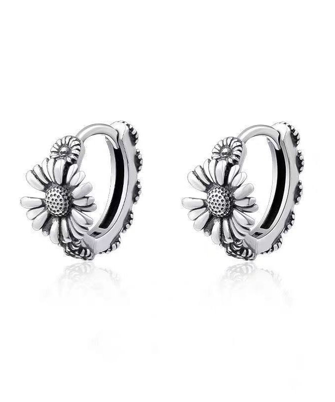 Silk Copper Little Daisy Hoop Earrings