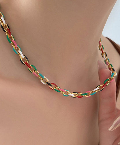 Rainbow Stainless Steel Drip Glaze Enamel Bracelet and Pendant Necklace Two Piece Set