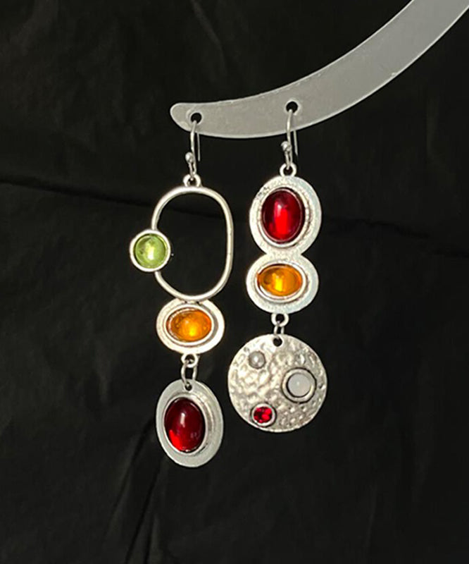 Rainbow Sterling Silver Alloy Geometry Hollow Out Drop Earrings