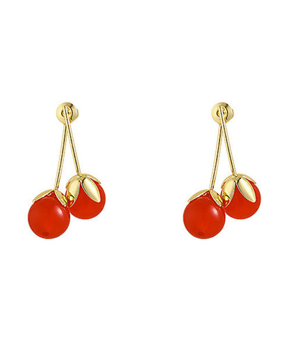 Red Copper Overgild Cherry Drop Earrings