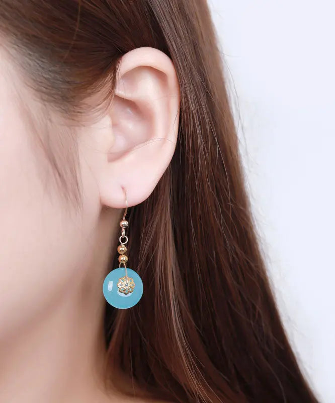 Sterling Silver 14k Gold Chalcedony Drop Earrings