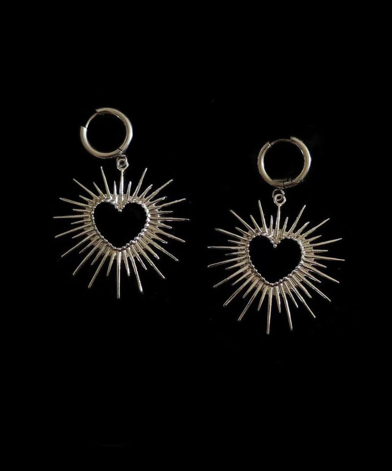 Silk Alloy Hollow Out Love Hoop Earrings