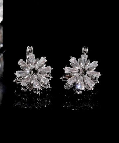 Silk Copper Zircon Snowflake Hoop Earrings