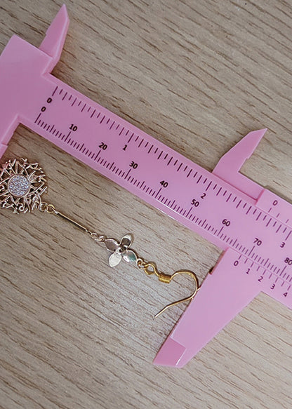 Sunflower 14k Gold Zircon Drop Earrings