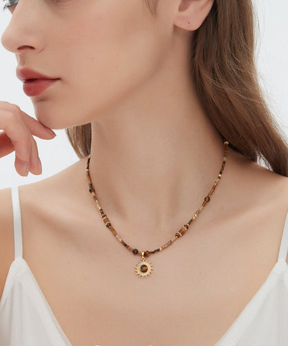 Tungsten Steel Gem Stone Pendant Necklace