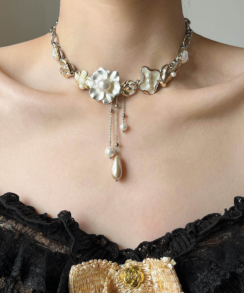 White Tassel Pearl Adjustable Alloy Choker