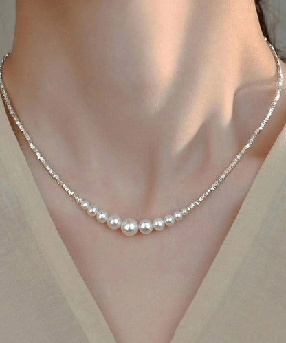 White Sterling Silver Pearl Broken Silver Princess Necklace Ya005