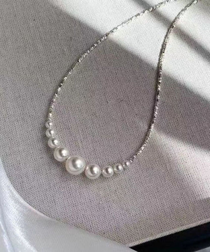 White Sterling Silver Pearl Broken Silver Princess Necklace Ya005