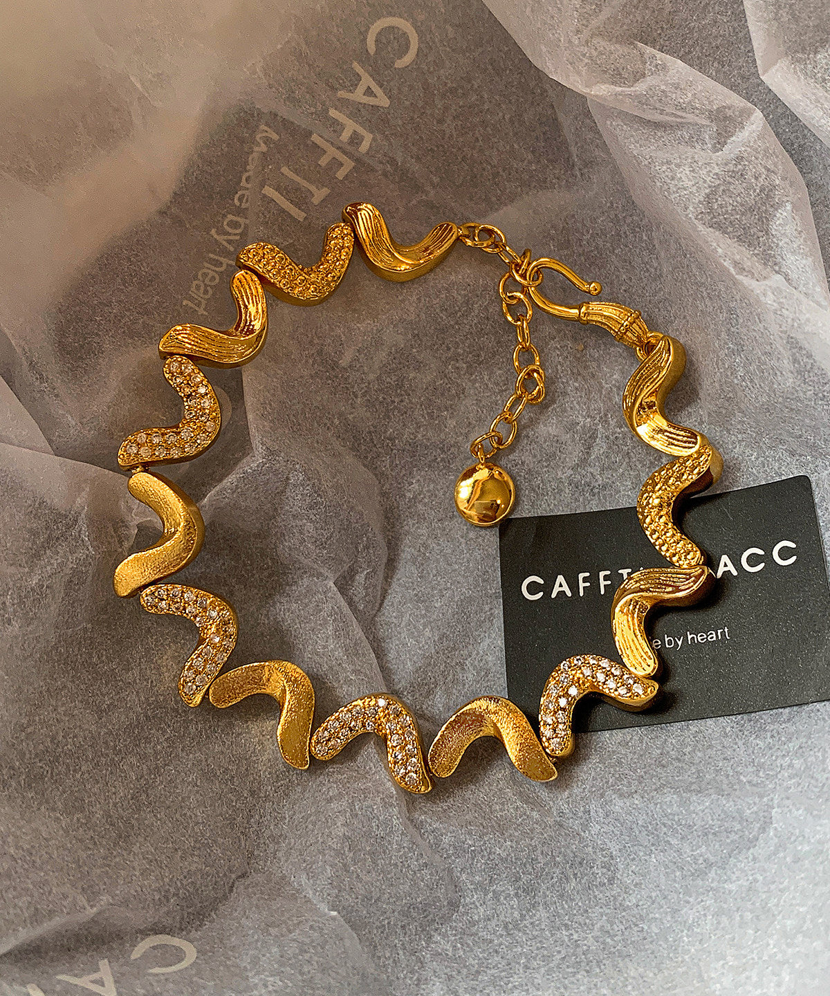Zircon Double-layer Metal and Pearl Bracelet Two Pieces Set