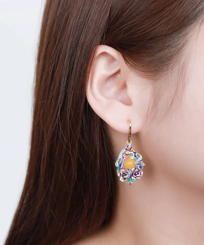 Sterling Silver Inlaid Beeswax Drop Earrings
