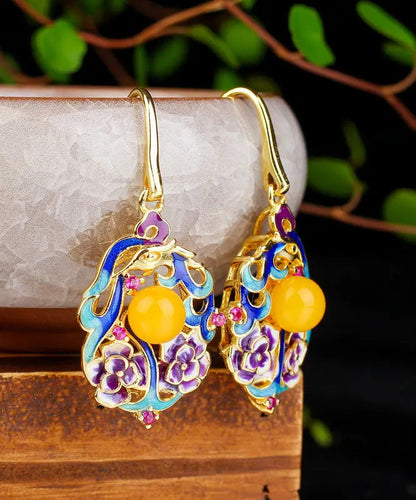 Sterling Silver Inlaid Beeswax Drop Earrings