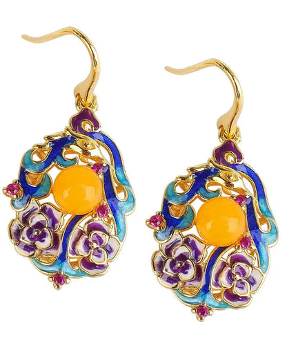 Sterling Silver Inlaid Beeswax Drop Earrings