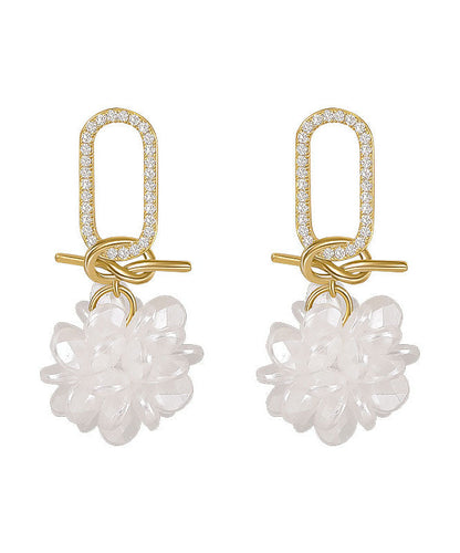 Classy Gold Alloy Zircon Drop Earrings